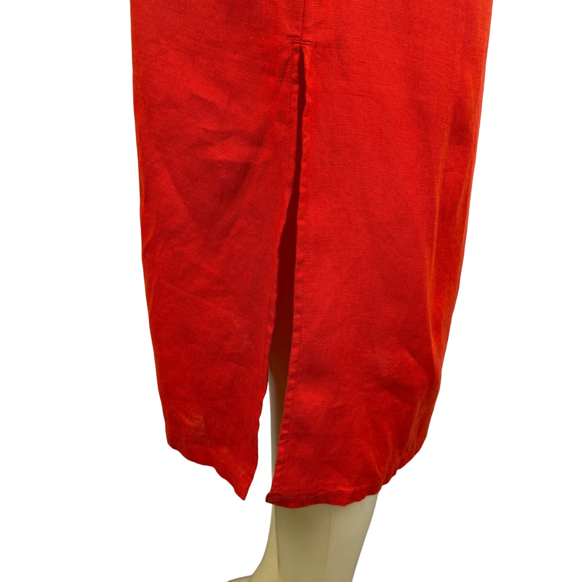 The Drop Red Linen Collared Button-Down Midi Shirt Dress Lightweight Sz XXS