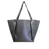 Neiman Marcus Gray Faux Leather Dual Shoulder Straps & Open Top Design Tote Bag