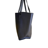 Neiman Marcus Gray Faux Leather Dual Shoulder Straps & Open Top Design Tote Bag