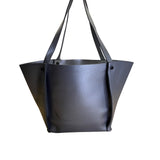 Neiman Marcus Gray Faux Leather Dual Shoulder Straps & Open Top Design Tote Bag