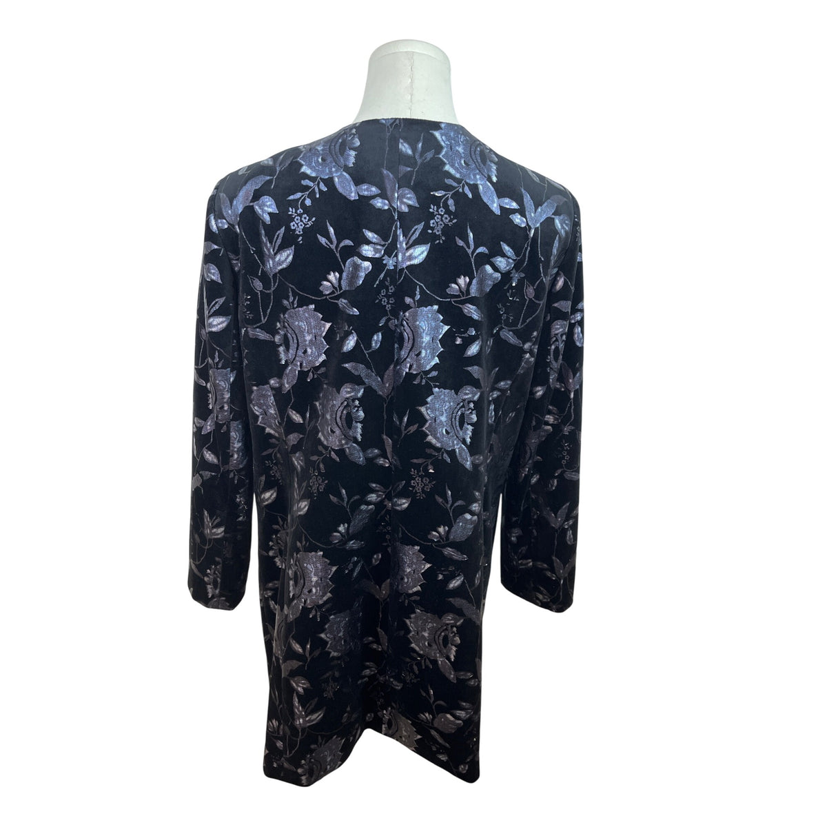 Tahari Arthur S. Levine Women's Black Open Front Jacket With Floral Pattern Size 14
