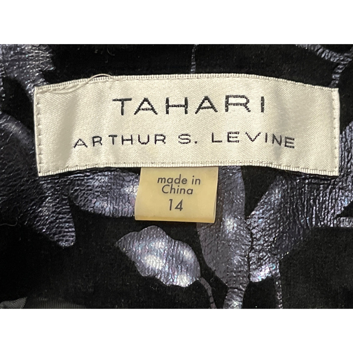 Tahari Arthur S. Levine Women's Black Open Front Jacket With Floral Pattern Size 14