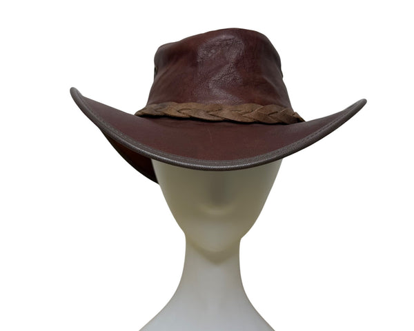 Vintage 1019 Barmah Men Brown Kangaroo Leather Waterproof Sundowner Hat Size M