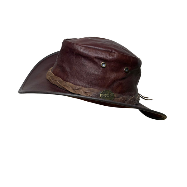 Vintage 1019 Barmah Men Brown Kangaroo Leather Waterproof Sundowner Hat Size M