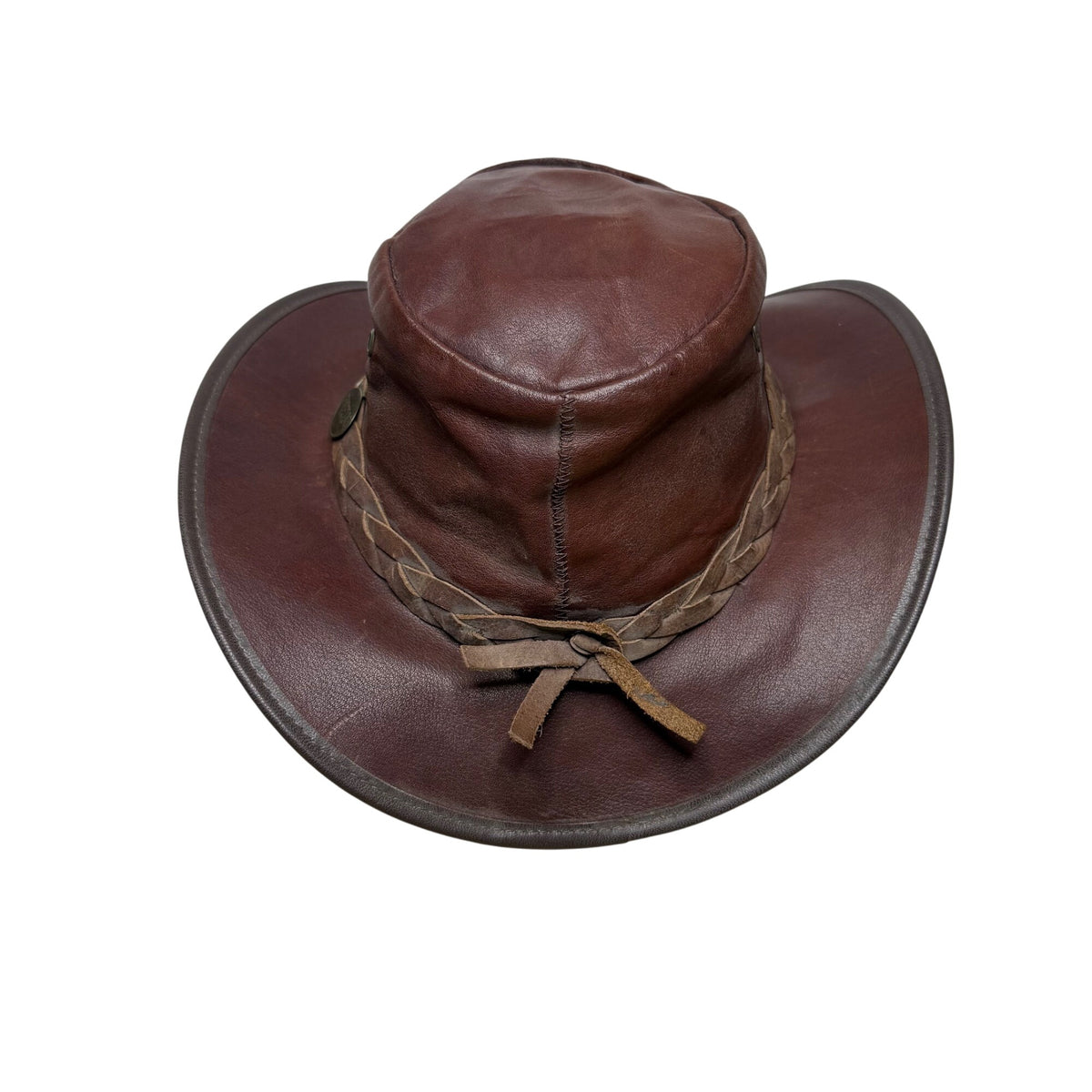 Vintage 1019 Barmah Men Brown Kangaroo Leather Waterproof Sundowner Hat Size M