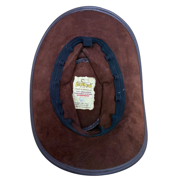 Vintage 1019 Barmah Men Brown Kangaroo Leather Waterproof Sundowner Hat Size M