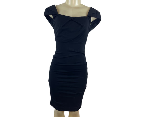 Nicole Miller Studio Black Off-Shoulder Fitted Dress Size 2