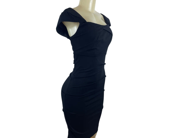 Nicole Miller Studio Black Off-Shoulder Fitted Dress Size 2