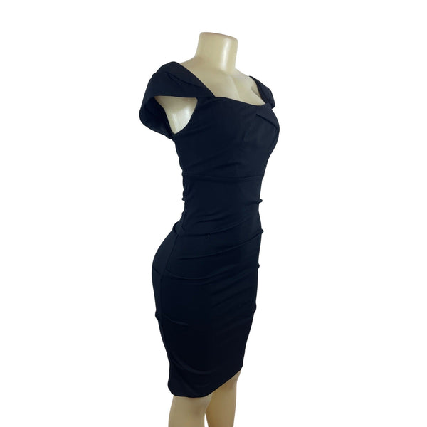 Nicole Miller Studio Black Off-Shoulder Fitted Dress Size 2