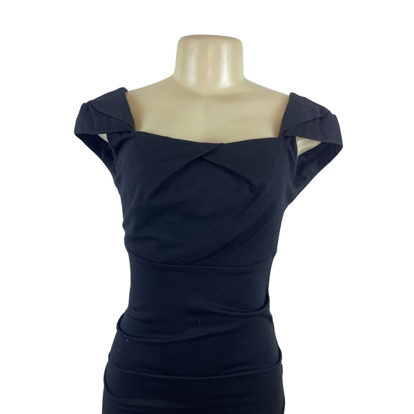 Nicole Miller Studio Black Off-Shoulder Fitted Dress Size 2