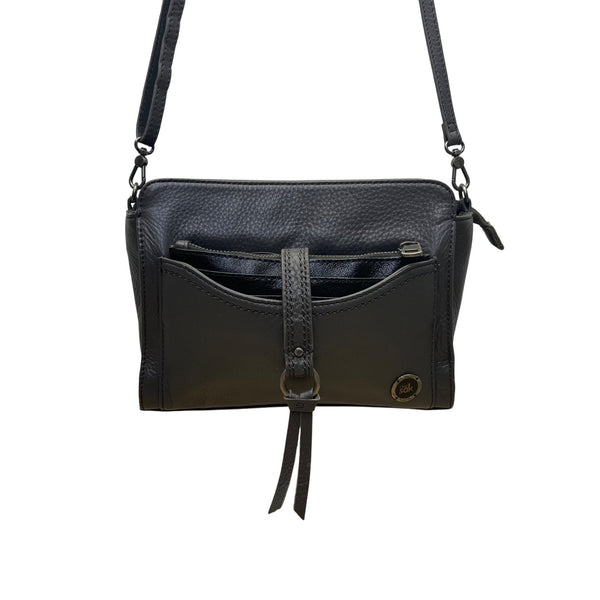 The Sak Women’s Grey & Black Leather With Power Bank & Wallet Set Crossbody Bag