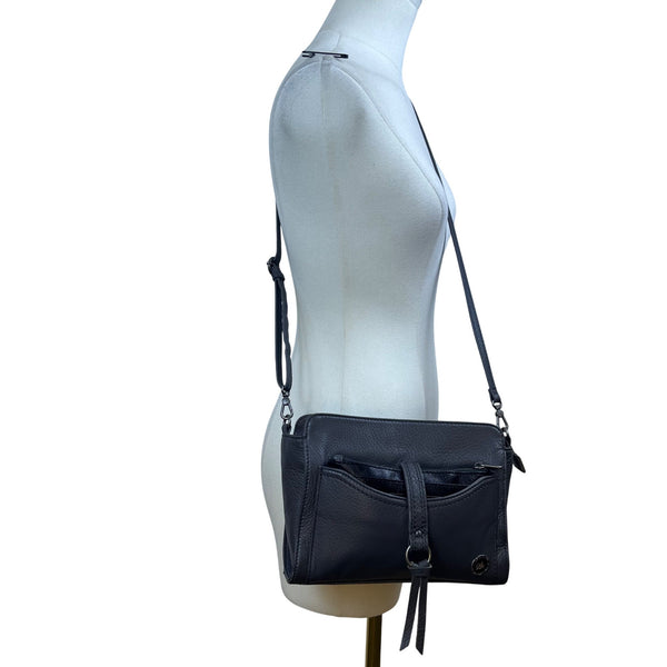 The Sak Women’s Grey & Black Leather With Power Bank & Wallet Set Crossbody Bag