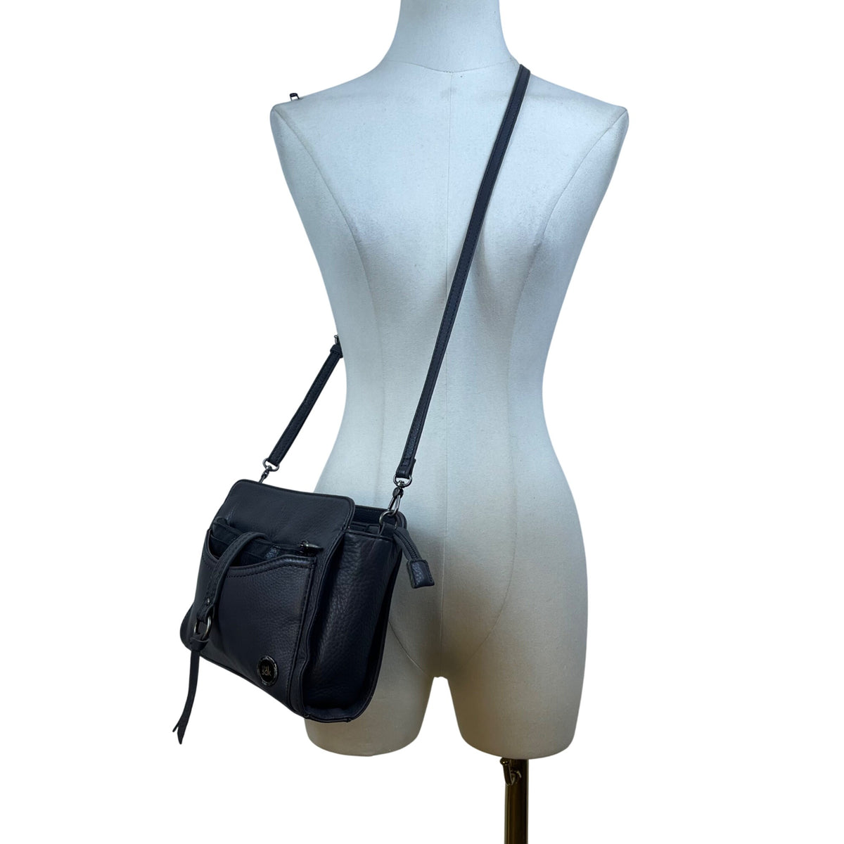 The Sak Women’s Grey & Black Leather With Power Bank & Wallet Set Crossbody Bag