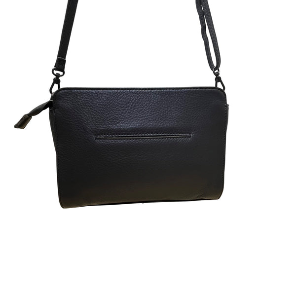 The Sak Women’s Grey & Black Leather With Power Bank & Wallet Set Crossbody Bag