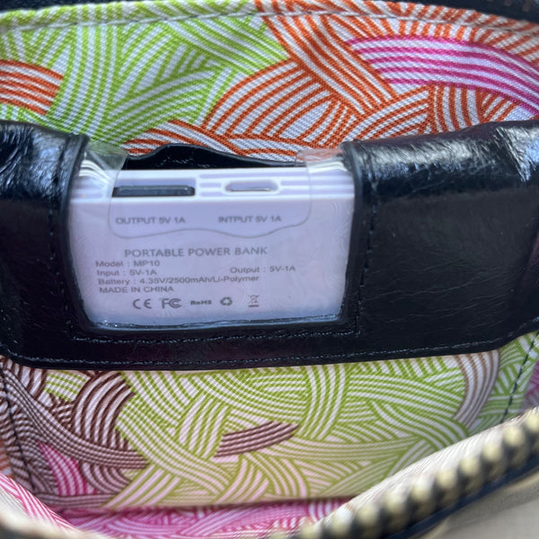 The Sak Women’s Grey & Black Leather With Power Bank & Wallet Set Crossbody Bag