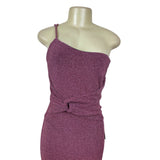 Lulus Women’s One-Shoulder Maxi Dress Side Slit Sparkly Pink Size M - New