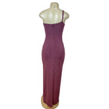 Lulus Women’s One-Shoulder Maxi Dress Side Slit Sparkly Pink Size M - New