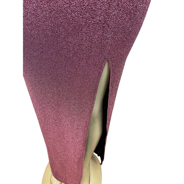 Lulus Women’s One-Shoulder Maxi Dress Side Slit Sparkly Pink Size M - New