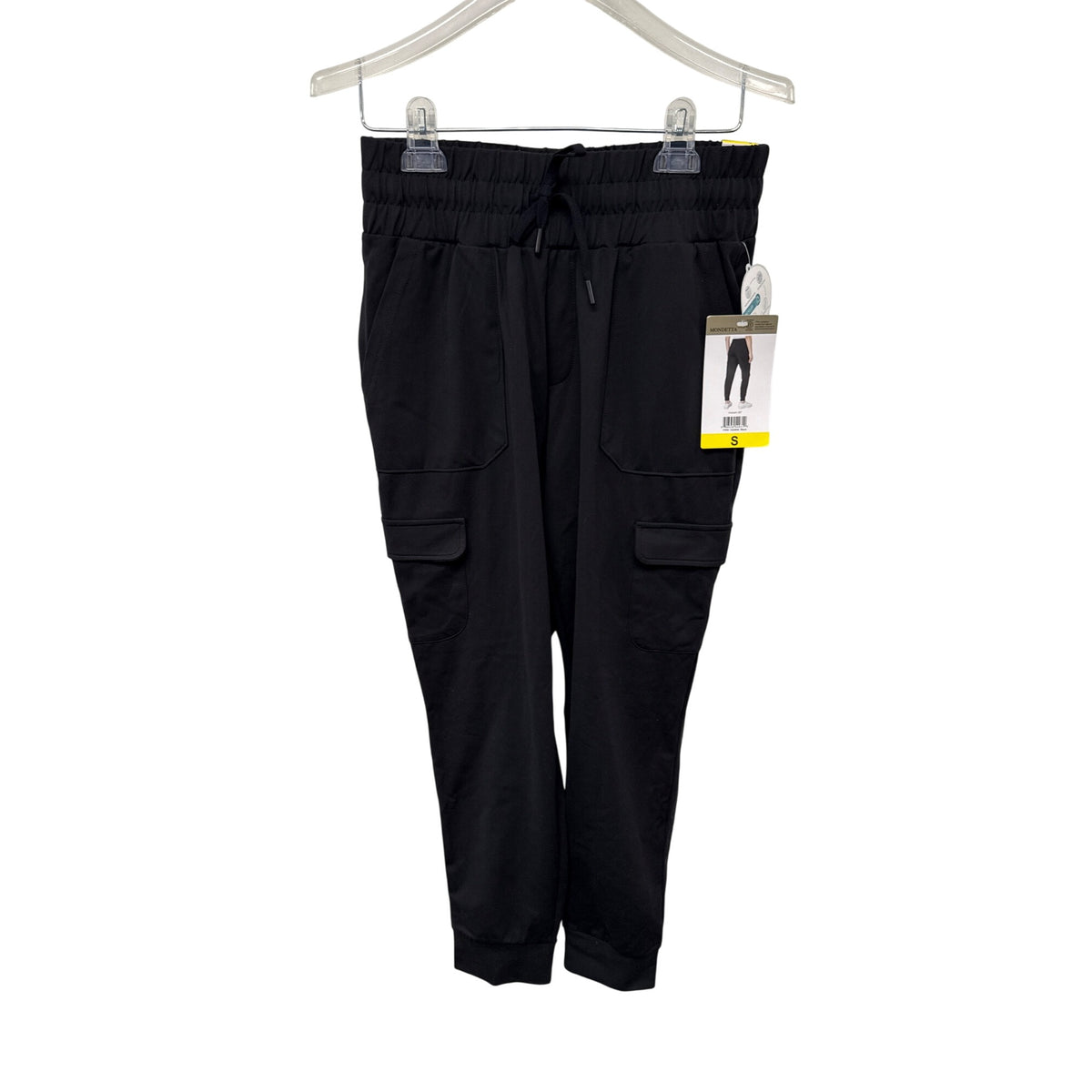 Mondetta Womens Black Polyester Blend Performance Jogger Pants S Pockets & Elastic Waist