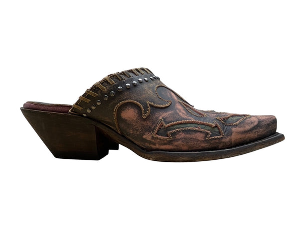 Dan Post Women’s Pink Leather Distressed Studded Western Mule Clogs 7.5M