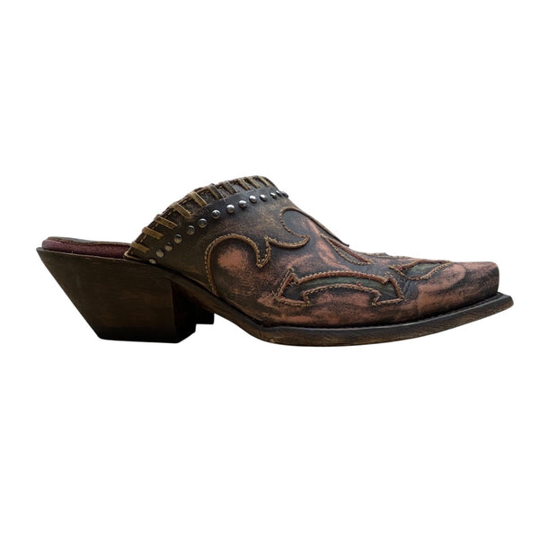 Dan Post Women’s Pink Leather Distressed Studded Western Mule Clogs 7.5M
