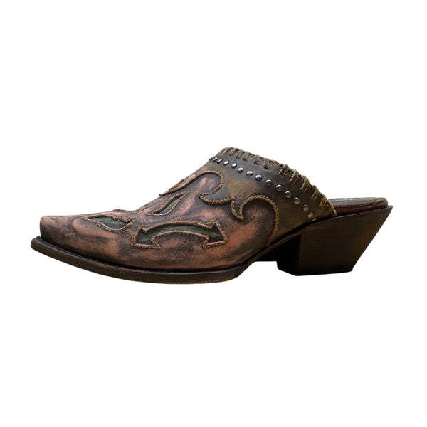 Dan Post Women’s Pink Leather Distressed Studded Western Mule Clogs 7.5M