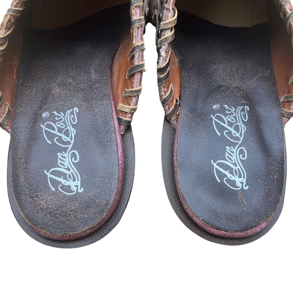 Dan Post Women’s Pink Leather Distressed Studded Western Mule Clogs 7.5M