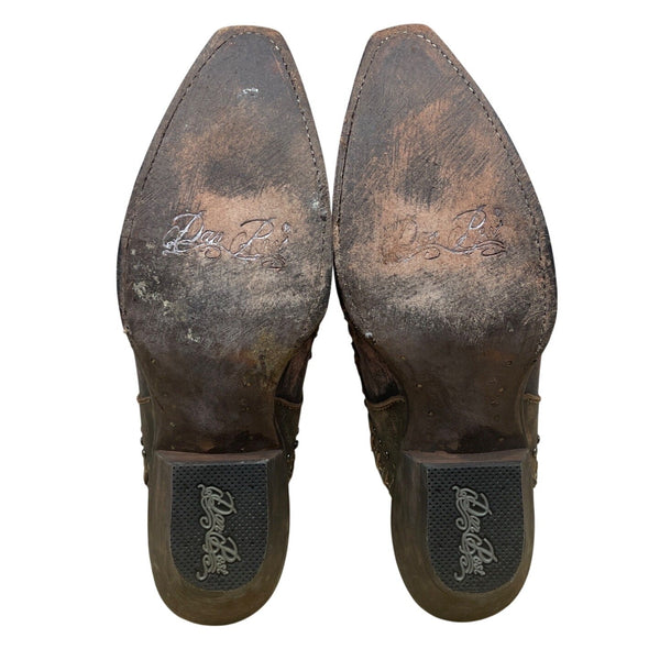 Dan Post Women’s Pink Leather Distressed Studded Western Mule Clogs 7.5M