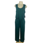 Essentials Women’s Sleeveless Teal Green Jumpsuit W/ Tie Waist Sz L - New
