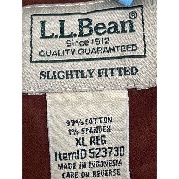 L.L.Bean Mens Rust Cotton & Spandex Slightly Fitted Button-Up Long-Sleeve Shirt XL Reg