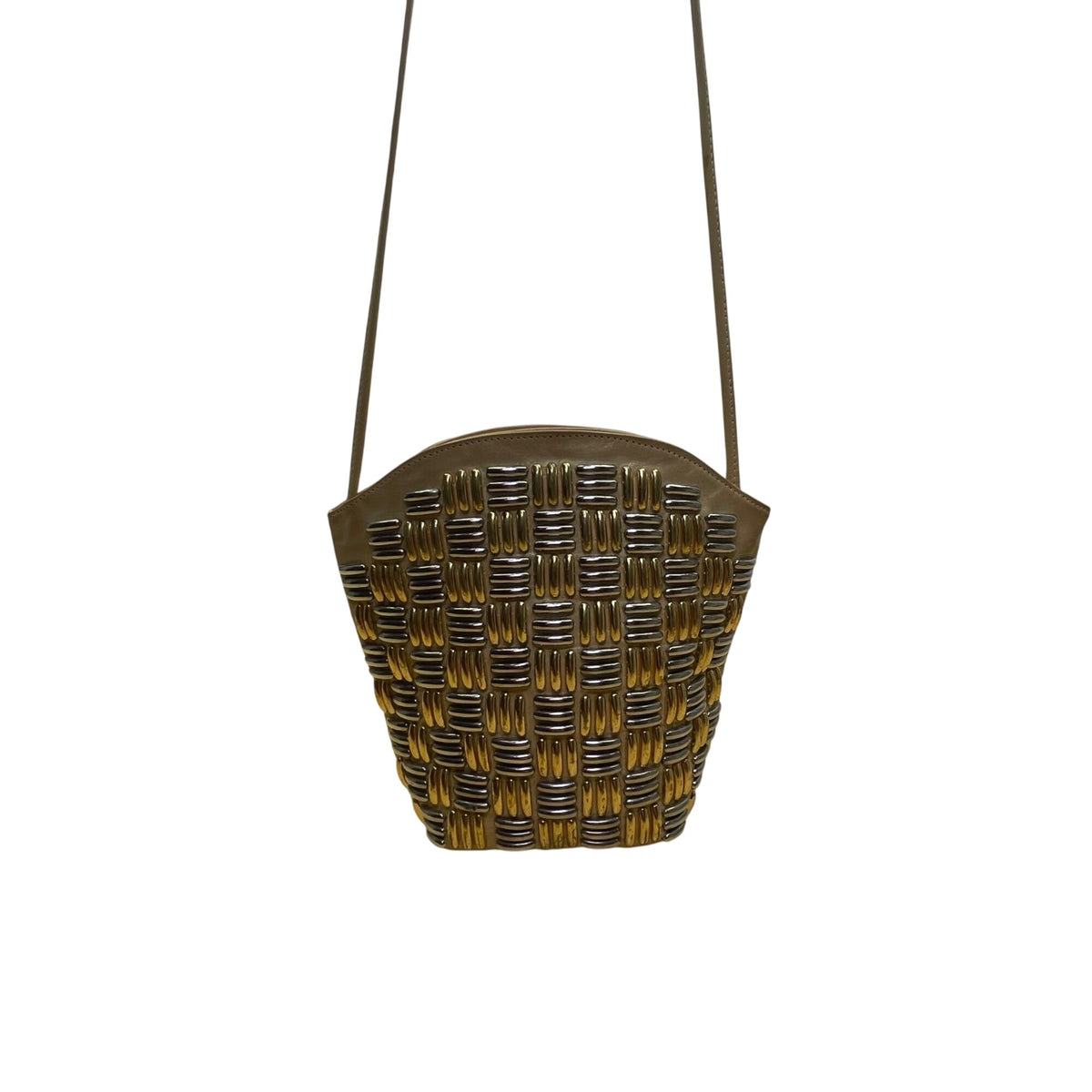 Vintage Jenny Tee Women’s Gold & Brown Metallic Textured USA-Made Shoulder Bag