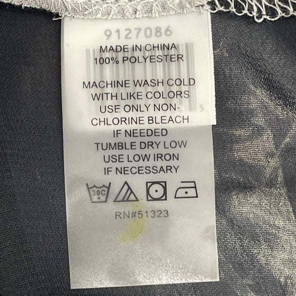 Vince Camuto Geometric Print Sheer Tunic Top White Black Short Sleeve Size L- New