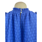 Loft Womens Blue Swiss Dot Textured Sleeveless Ruffled Blouse Sz SP - NEW