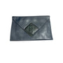 By David Mehler For Dame Navy Leather Envelope Clutch With Snake-Embossed Detail Vintage