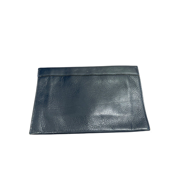 By David Mehler For Dame Navy Leather Envelope Clutch With Snake-Embossed Detail Vintage