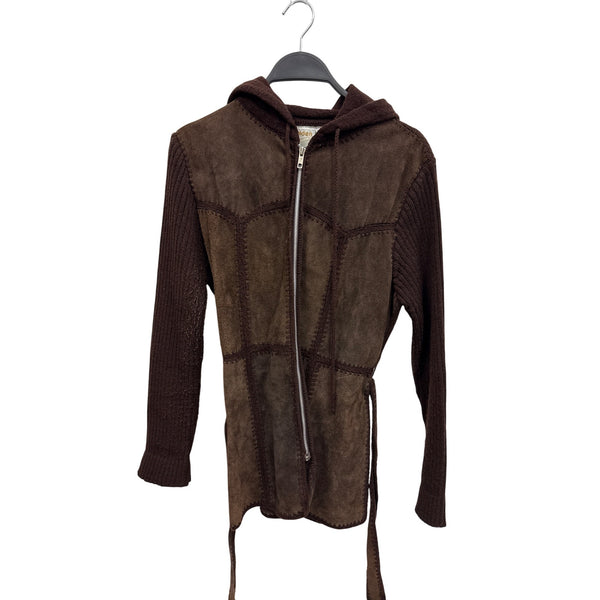 Golden Touch Womens Brown Faux Suede & Knit Hooded Long Cardigan Jacket XL