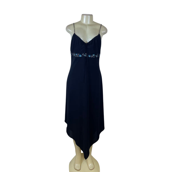 Laundry Womens Black Embellished Midi Dress Floral V-Neck Size 10