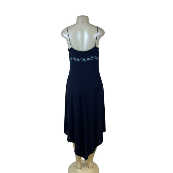 Laundry Womens Black Embellished Midi Dress Floral V-Neck Size 10