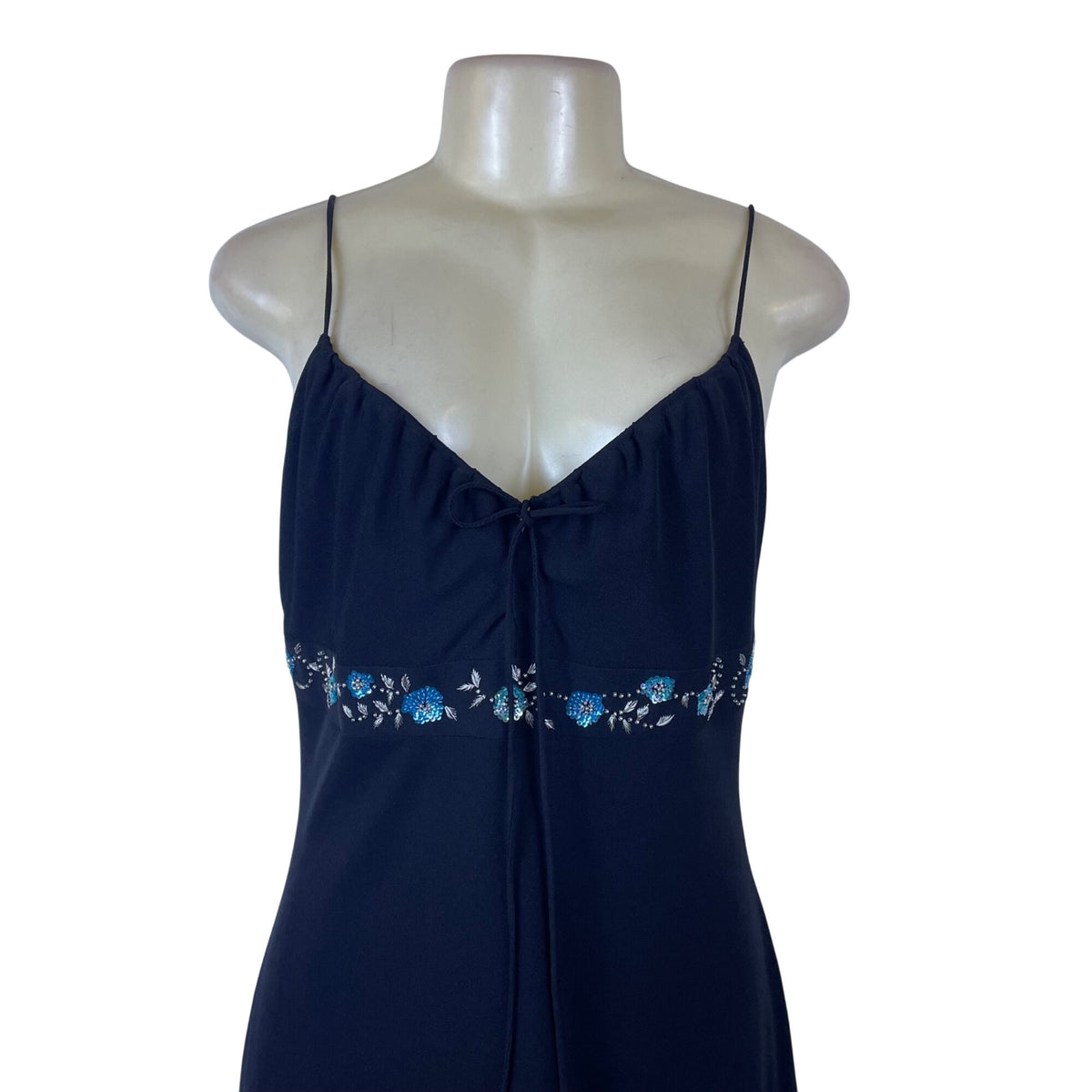 Laundry Womens Black Embellished Midi Dress Floral V-Neck Size 10