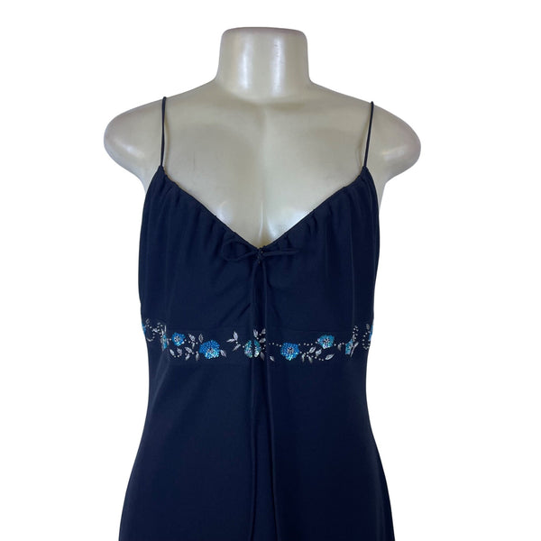 Laundry Womens Black Embellished Midi Dress Floral V-Neck Size 10