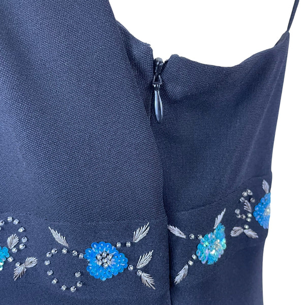 Laundry Womens Black Embellished Midi Dress Floral V-Neck Size 10