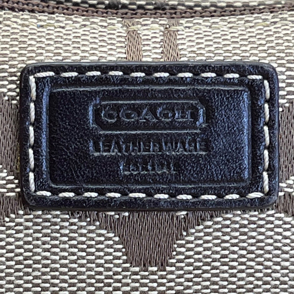 Coach Signature Brown Monogram With Leather Trim & Detachable Strap Wristlet Bag