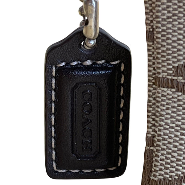 Coach Signature Brown Monogram With Leather Trim & Detachable Strap Wristlet Bag