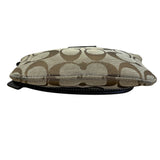 Coach Signature Brown Monogram With Leather Trim & Detachable Strap Wristlet Bag