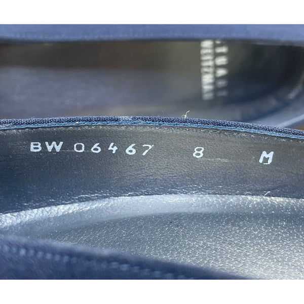 Stuart Weitzman Women’s Navy Crepe Lois Pointed Toe Heels With Bow Accent Sz 8M