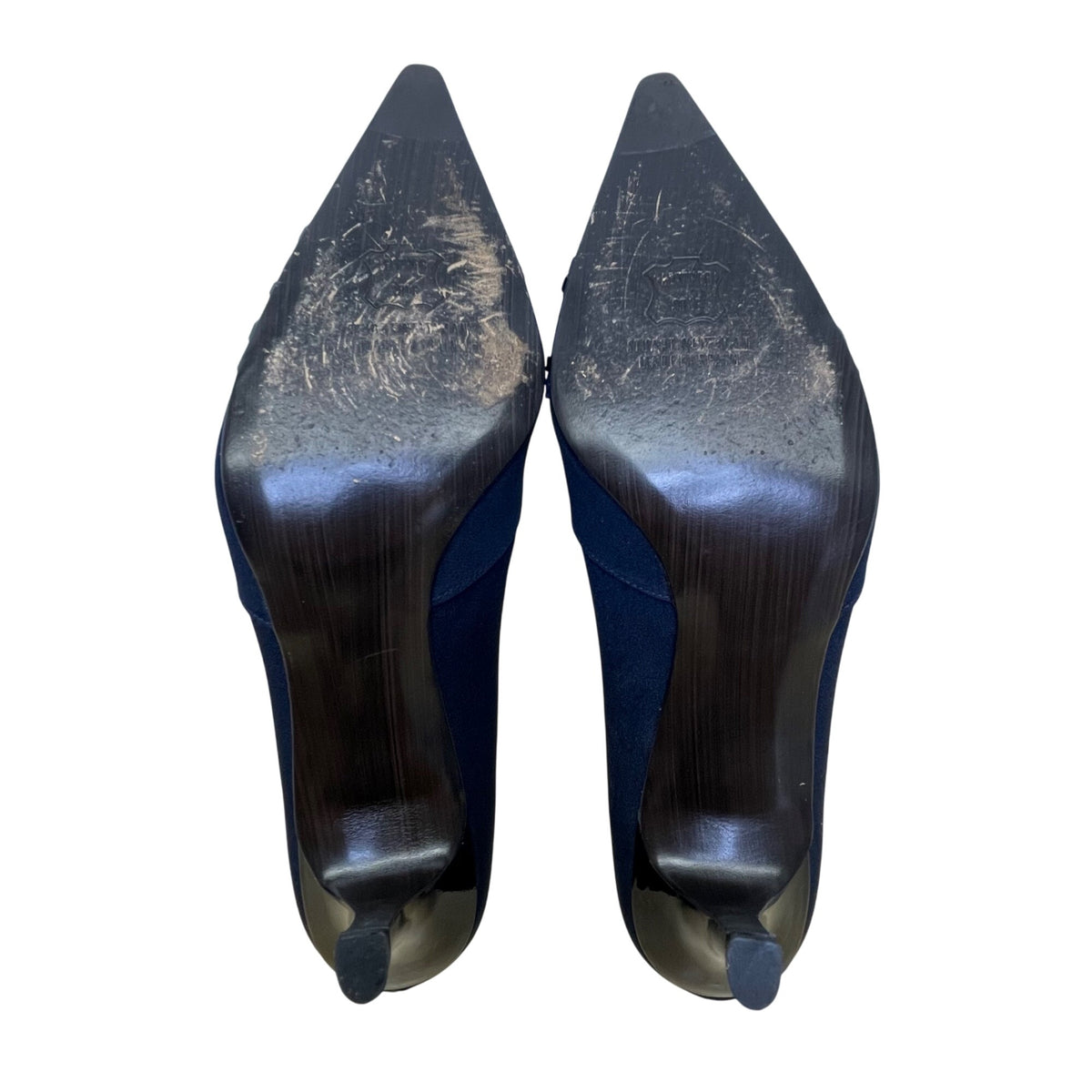 Stuart Weitzman Women’s Navy Crepe Lois Pointed Toe Heels With Bow Accent Sz 8M