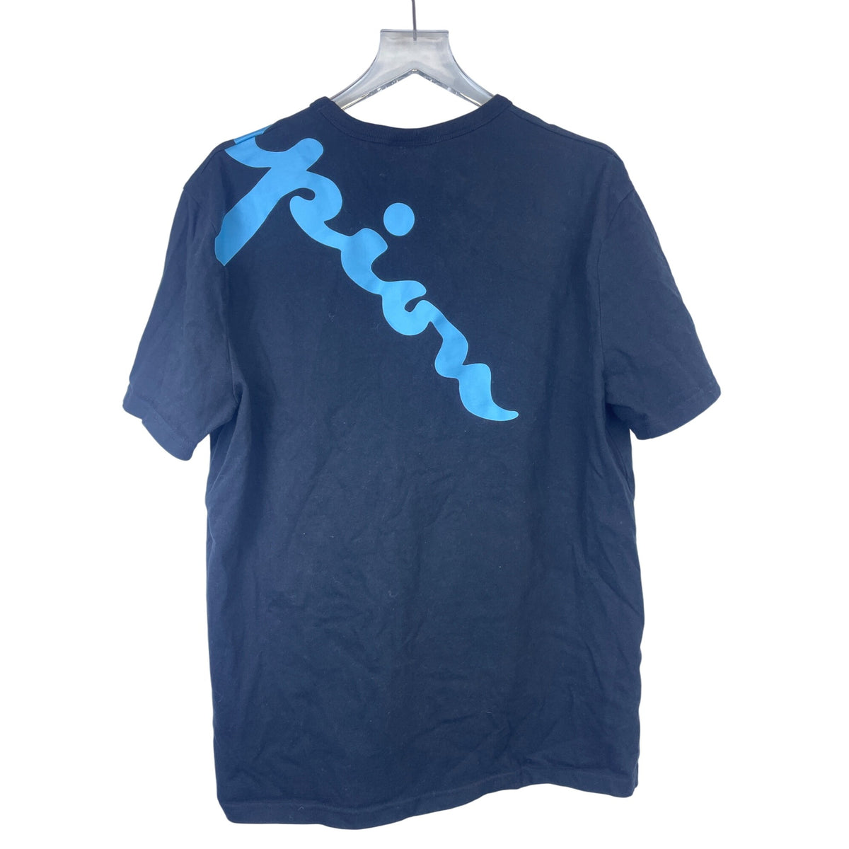 Champion Mens Black Cotton Graphic Tee Large Blue & Pink Vibrant Print Short Sleeve