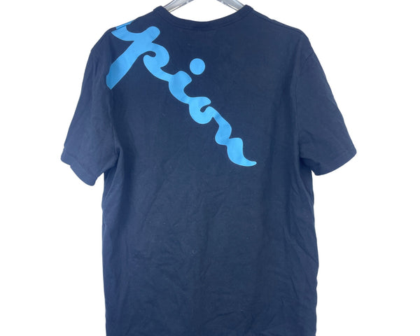 Champion Mens Black Cotton Graphic Tee Large Blue & Pink Vibrant Print Short Sleeve