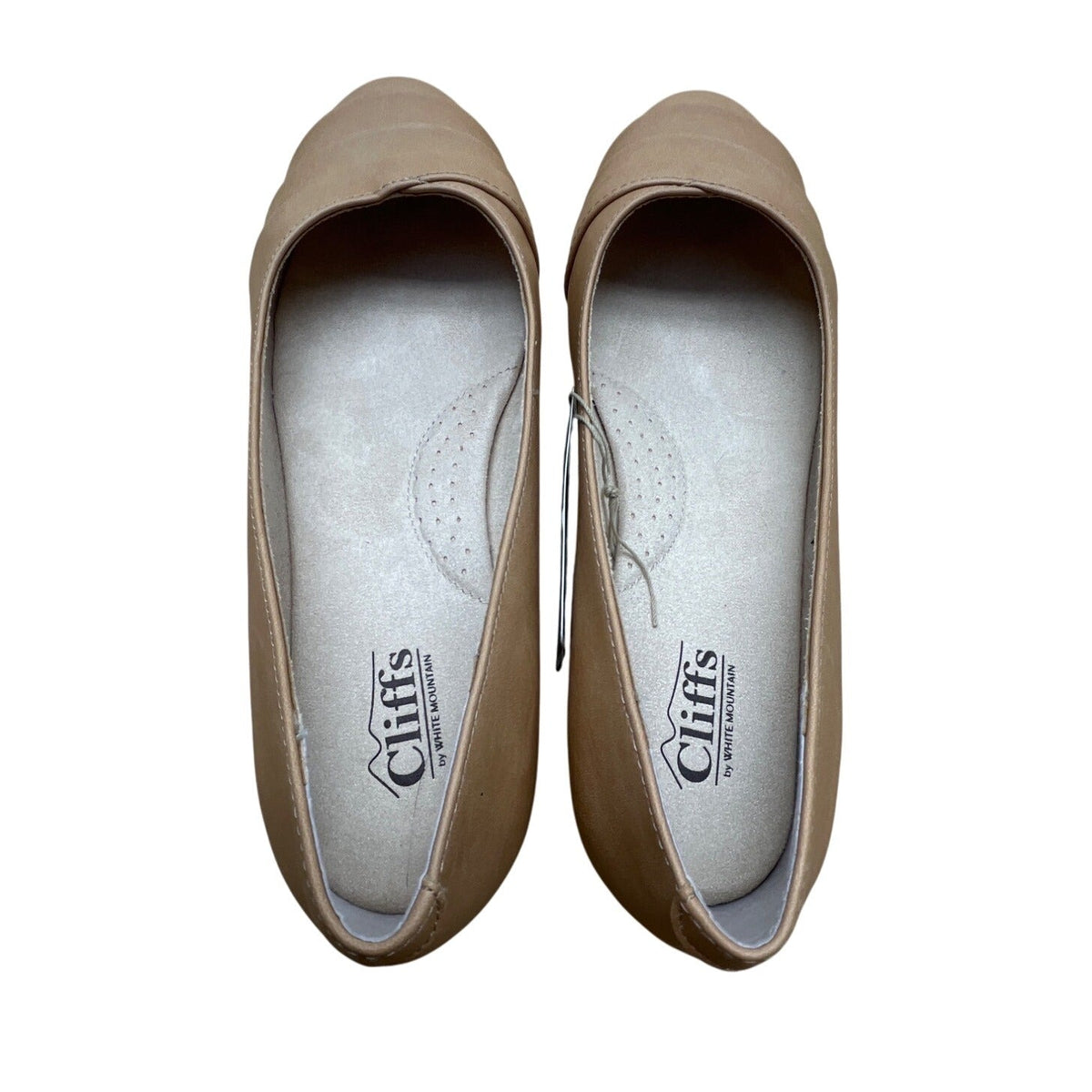Cliffs By White Mountain Women’s Beige Clara Pleated Toe Comfort Flats Sz 8.5W