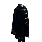 St.John Women's Black Fur Coat W/ Gold Accents & Lined Interior Size S